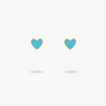 Amare Wear Baby Blue Heart Enamel Gold Vermeil Studs