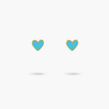 Amare Wear Baby Blue Heart Enamel Gold Vermeil Studs