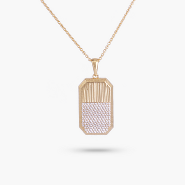 Amare Wear Gold Vermeil  White Topaz Pavé Tag Necklace