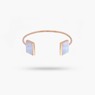 Amare Wear Baguette Rainbow Moonstone Handcuff Bracelet