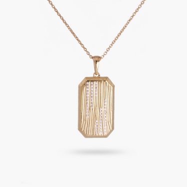 Men’s Collection Textured with white topaz tag Gold