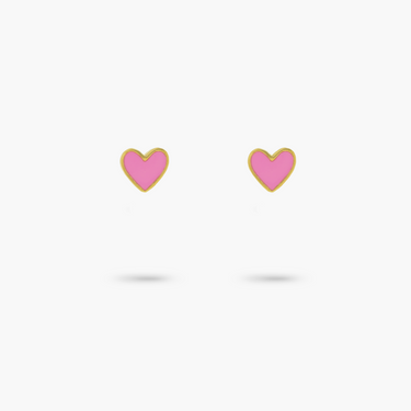 Amare Wear Pink Heart Enamel 24k Gold Vermeil Studs