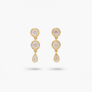 Amare Wear Gold Vermeil Moonstone Mini Dangle Earrings