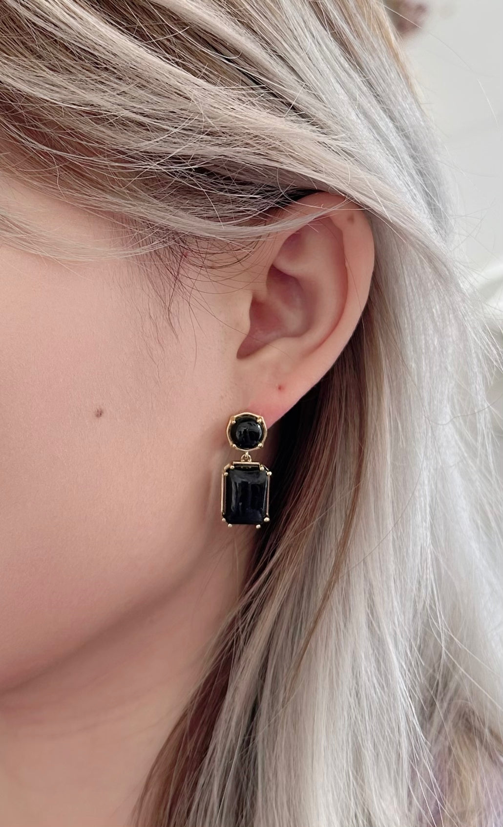 Amare Wear Black Onyx Statement Earring Amare Wear Black Onyx Statement Earring