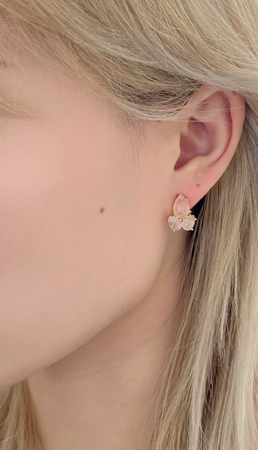 Rose Quartz Cluster Statement Studs