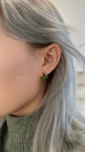 Amare Wear Marquise Flower Green Aventurine Earring Studs