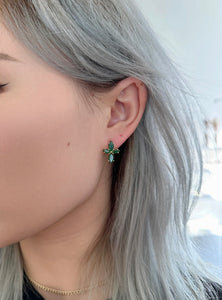 Amare Wear Marquise Flower Green Aventurine Earring Studs