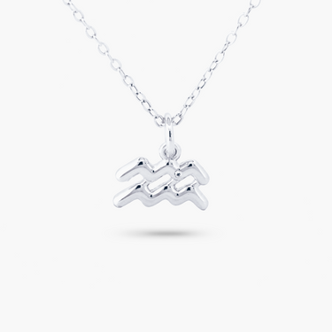 Silver Horoscope Zodiac Sign Aquarius Necklace