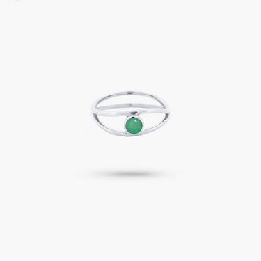 Amare Wear Emerald Evil Eye Ring Silver