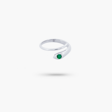 Amare Wear Emerald Snake Ring Silver