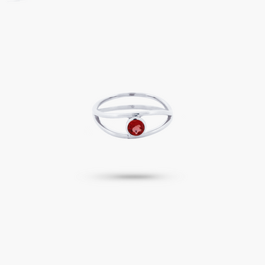 Amare Wear Garnet Evil Eye Ring Silver