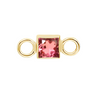 14k Square Pink Tourmaline Bezel Set Stationary Charm