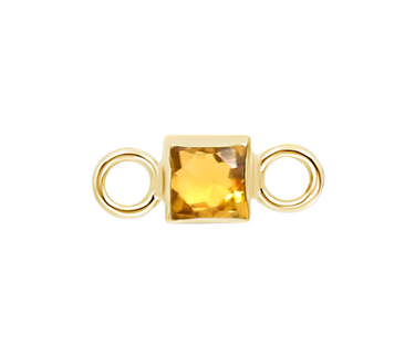14k Square Citrine Bezel Set Stationary Charm