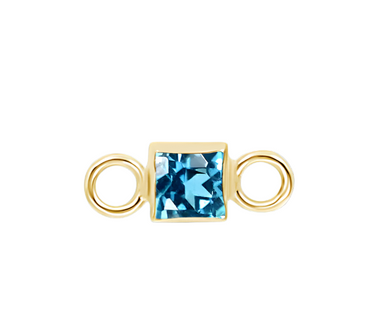14k Square Blue Topaz Bezel Set Stationary Charm