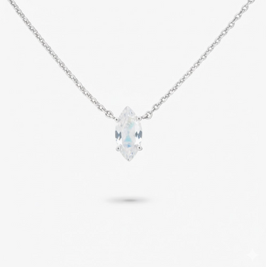 Amare Wear June Marquise Birthstone Moonstone Necklace Sterling Silver