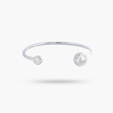 Amare Wear Freshwater Pearl Silver Handcuff Bracelet