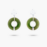 Amare Wear Oriental Inspired Freshwater Pearl and Rare Jade Dangle Earrings Silver