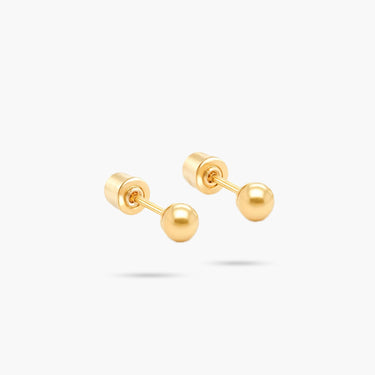 14k Solid Gold 3mm Round Ball Stud Earrings