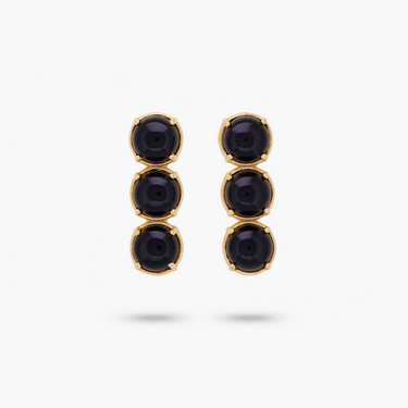 Amare Wear Triple Black Onyx Statement Earrings