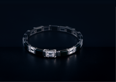 Men's • All Gender: Black Onyx & White Topaz Stone Cuff