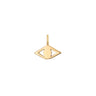 A simple 14k yellow gold evil eye dangle charm.