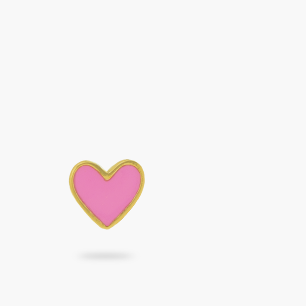 Amare Wear 14k Solid Gold Pink Heart Enamel Studs