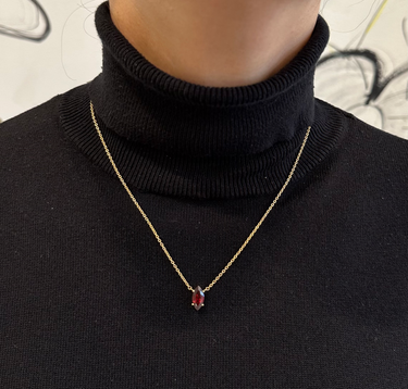 Amare Wear January Marquise Birthstone Garnet Necklace Gold Vermeil