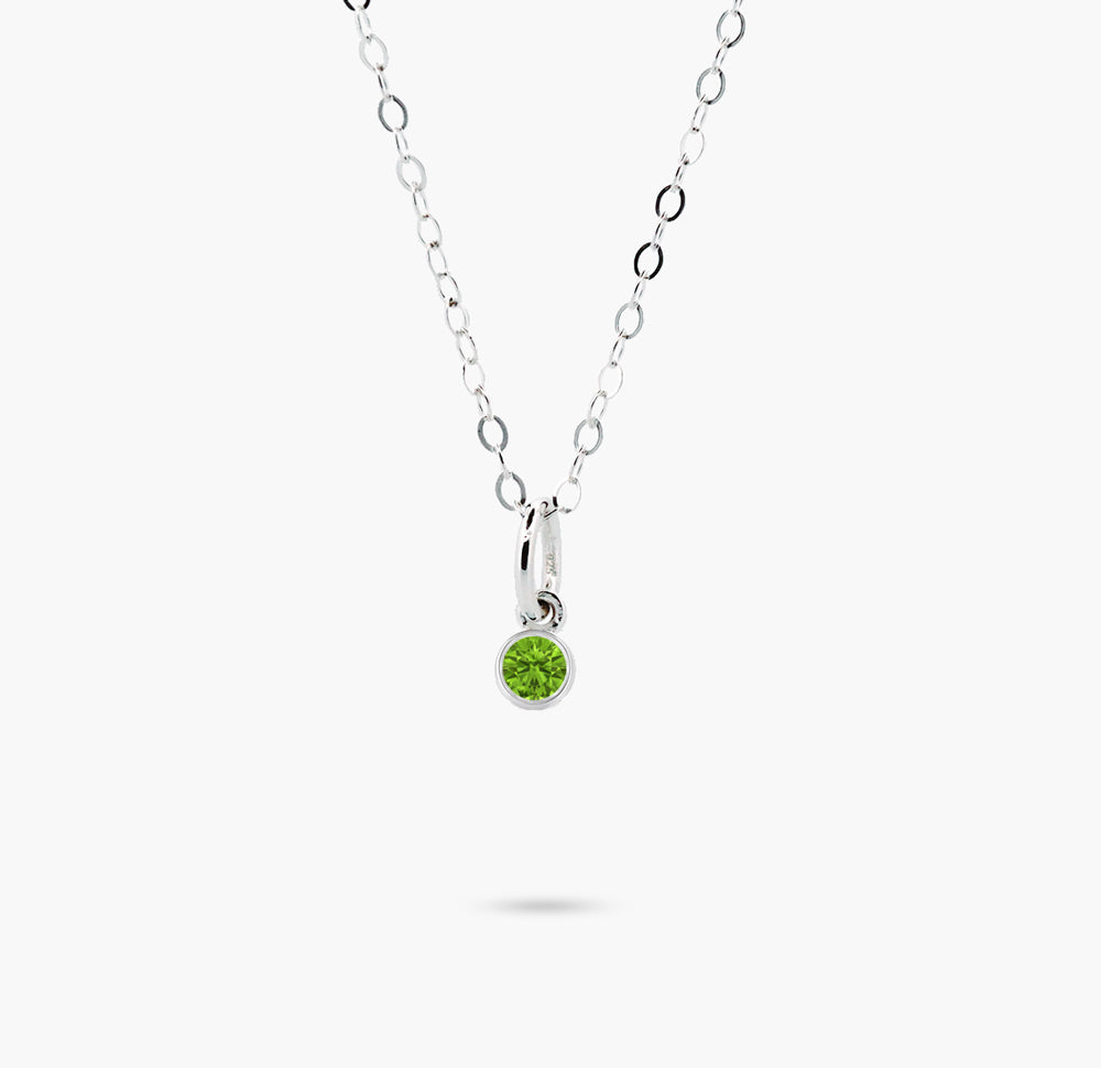 Celebration Bezel Set Necklace - Peridot Silver