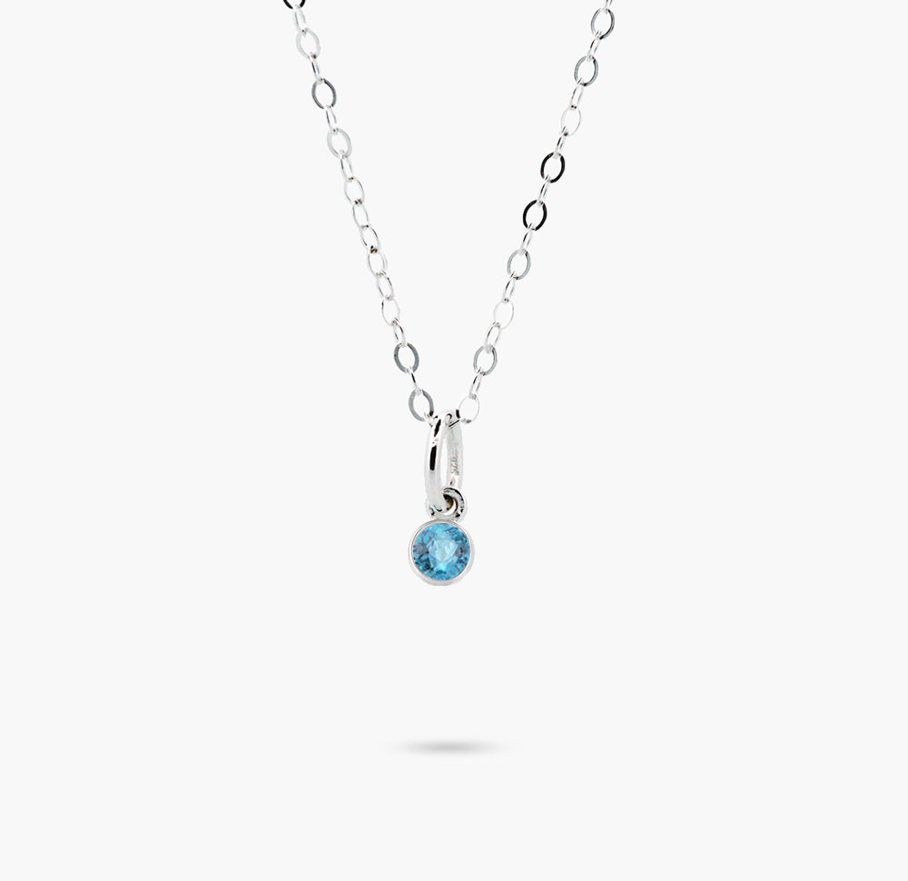 Amare Wear Bezel Set Celebration Aquamarine Necklace Sterling Silver