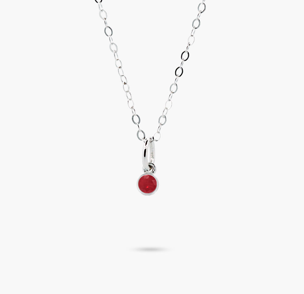 Celebration Bezel Set Necklace - Ruby Silver