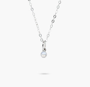 Celebration Bezel Set Necklace - Moonstone Silver
