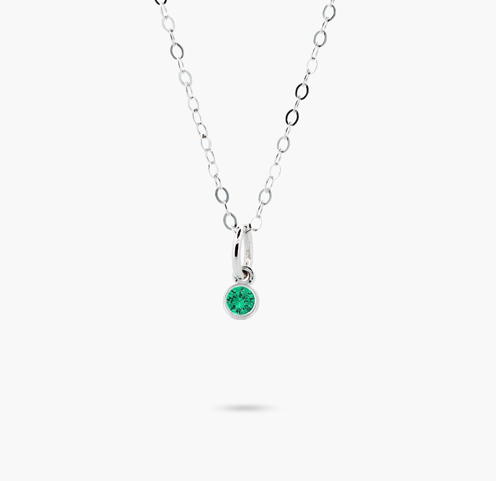 Celebration Bezel Set Necklace - Emerald Silver