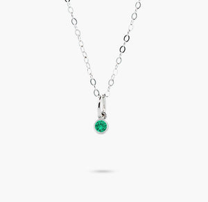 Celebration Bezel Set Necklace - Emerald Silver