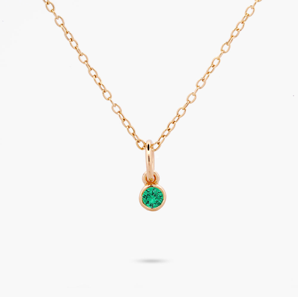 Celebration Bezel Set Necklace - Emerald Gold vermeil