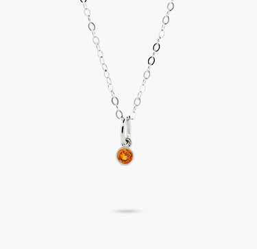 Celebration Bezel Set Necklace - Citrine Silver