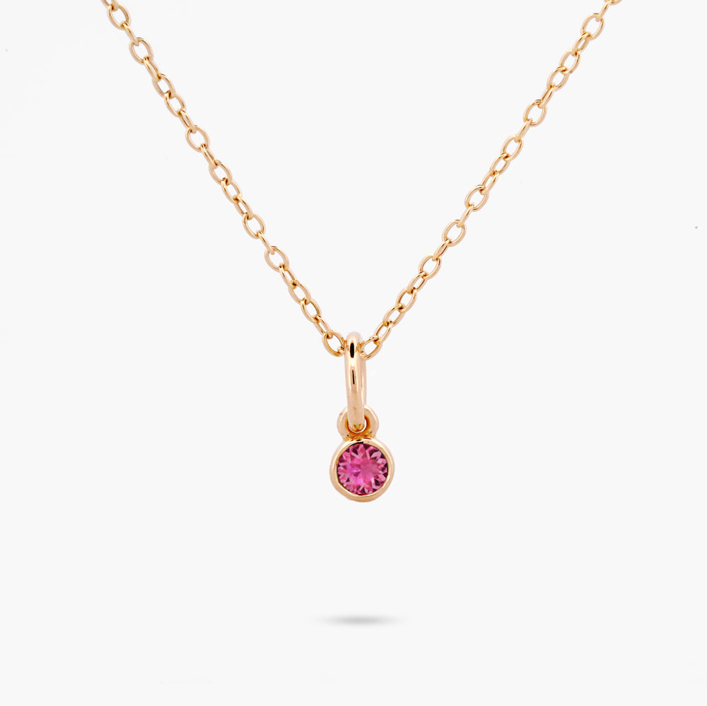 Celebration Bezel Set Necklace - Pink Tourmaline Gold vermeil