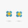 Amare Wear Daisy Flower Blue and Yellow Enamel Stud Earring 