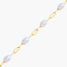 gold filled paperclip chain with pink enamel beads