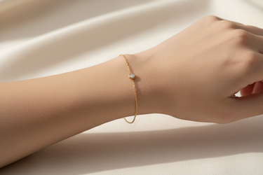 Solitaire Birthstone 14K Gold Bracelet