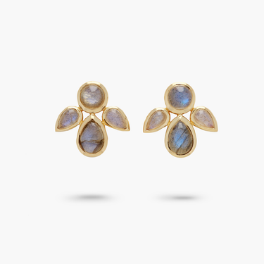 Amare Wear Mini Labradorite Angel Leaf Studs