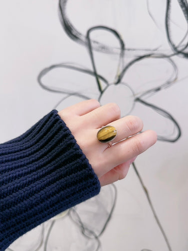 Men's • All Gender Silver Cocktail Tiger Eyes Stone Ring