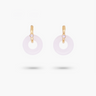 Amare Wear Oriental Inspired Freshwater Pearl Hoops and White Quartz Earrings