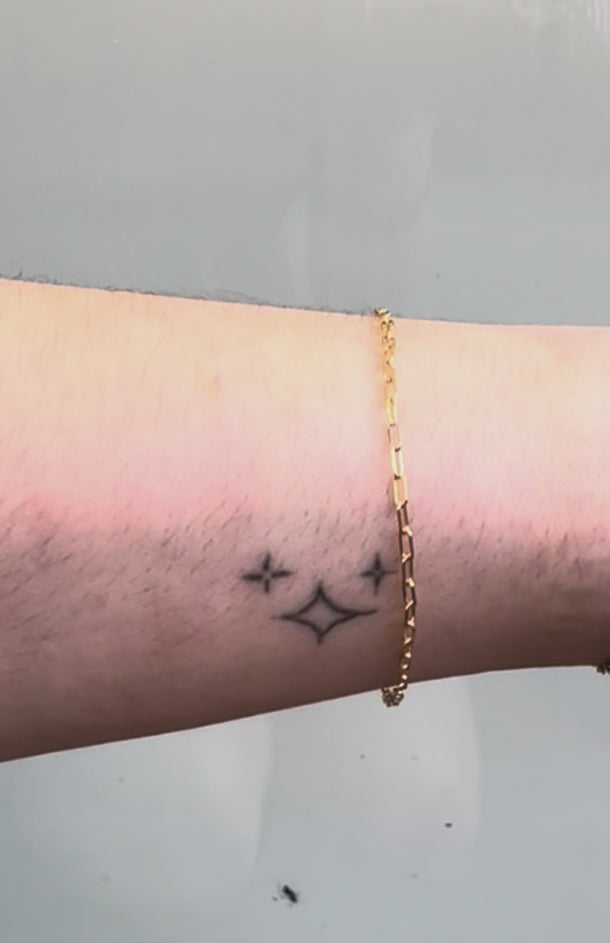 Gold filled chain on wrist