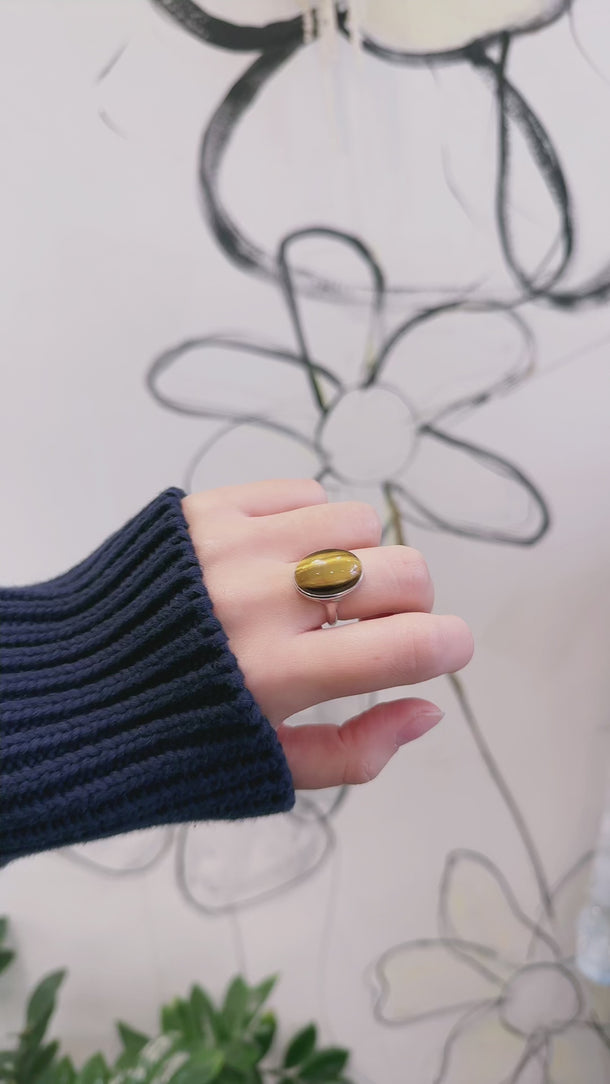 videoshot_Silver Cocktail Tiger Eyes Stone Ring