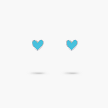 Amare Wear Baby Blue Heart Enamel Silver Studs