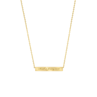 Personalize 14K Solid Gold Bar Necklace