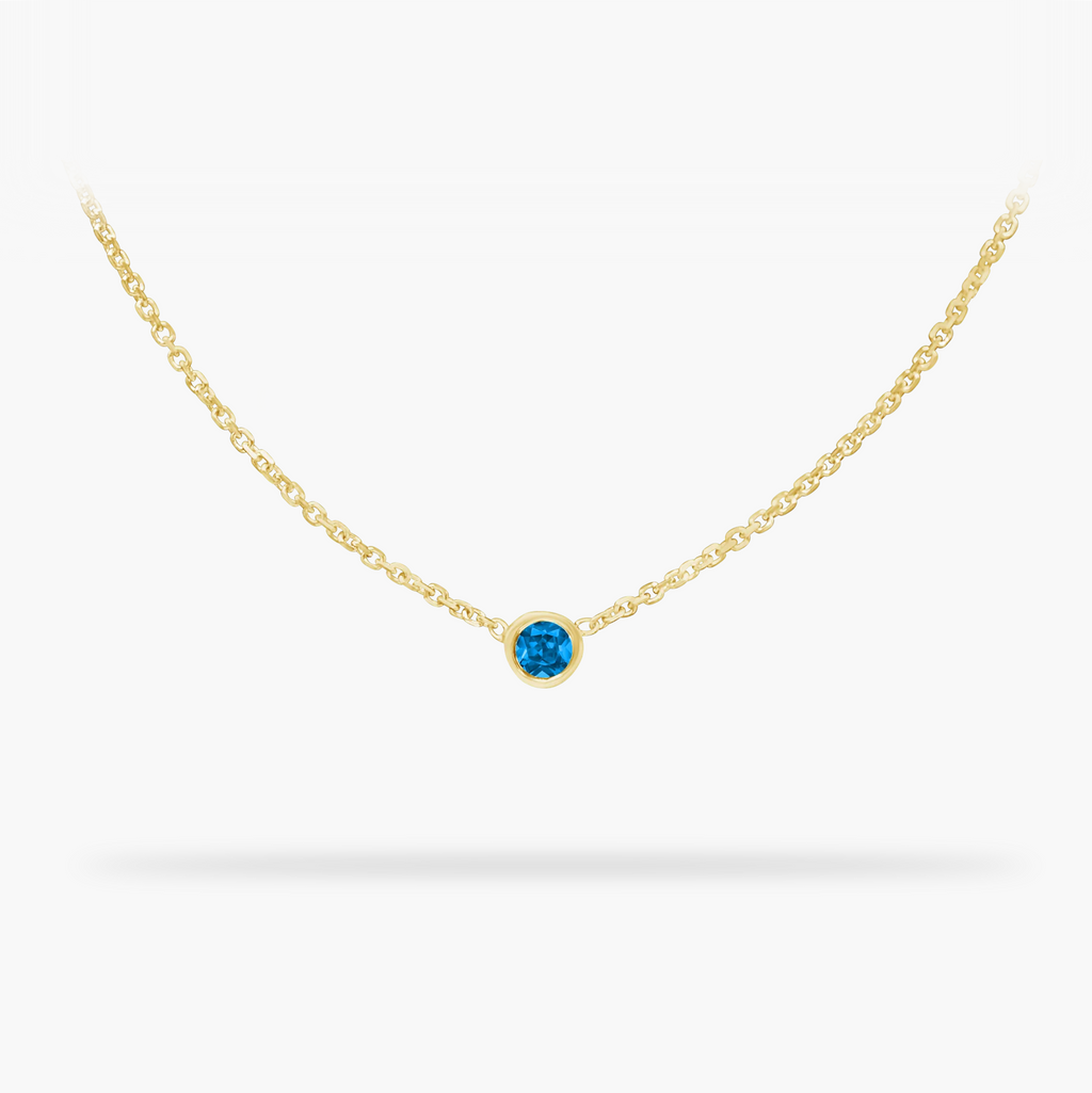 Blue Topaz 14k gold necklace - Amare Wear Handmade Jewelry | Permanent Jewelry | Fine Jewelry | San Francisco 